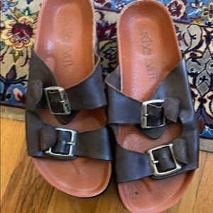 Sixty seven double buckle platform sandals